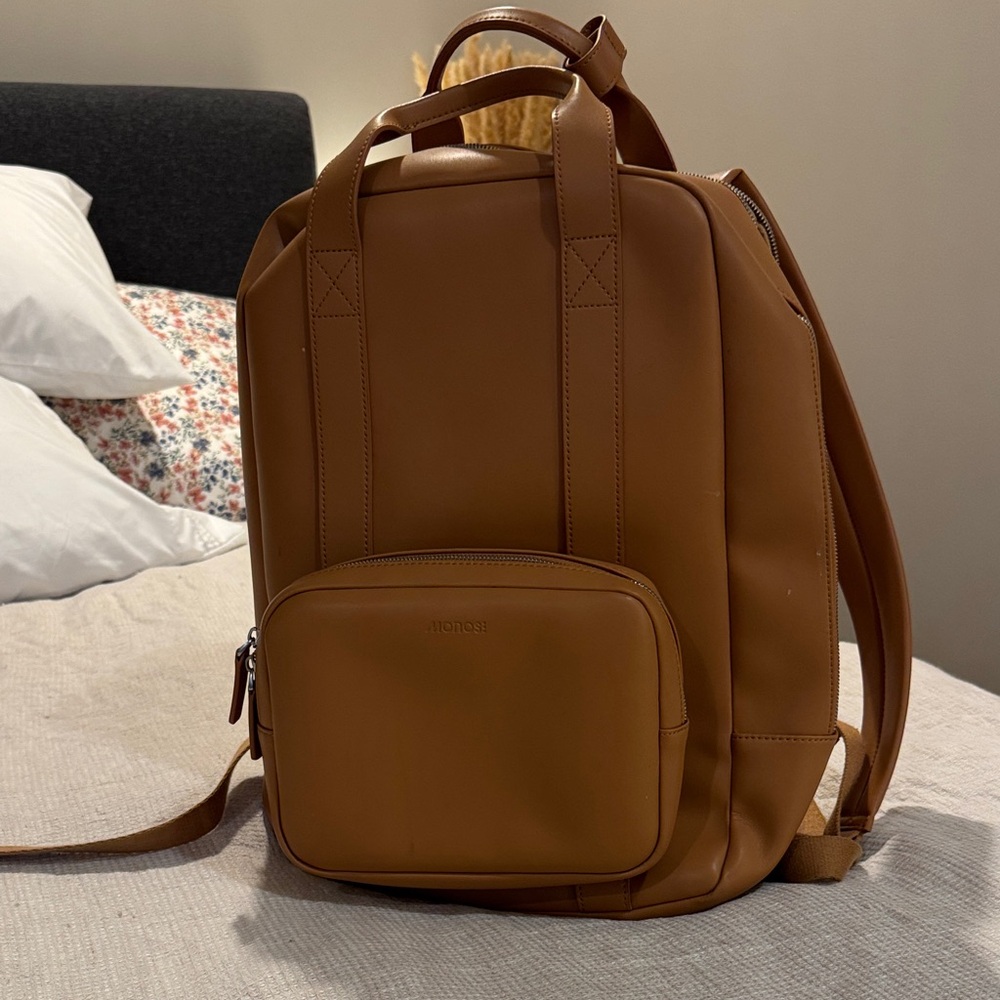 Monos Metro Brown Leather Backpack - Picture 2 of 9